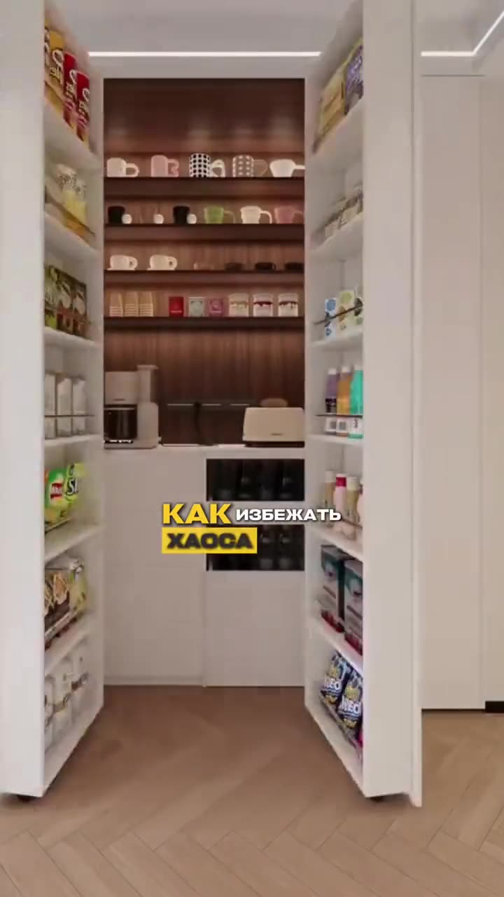 Хранение на кухне: кофе-поинт, пенал, выкатной остров